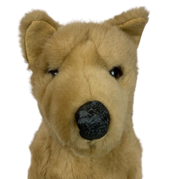 Aux Nations Plush German Shepherd Dog Stuffed Animal Seated Tan Black France - Picture 11 of 11